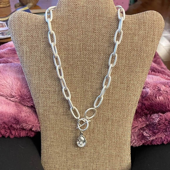 Pink Panache Silver Chain Necklace with Crystal Pendant - Picture 3 of 3